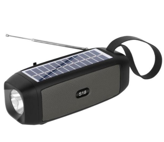 Boxa Portabila S18 Gri Bluetooth USB Radio Lanterna cu incarcare solara
